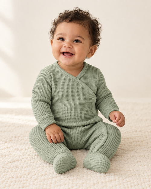 Babygrow Abraço vestido por criança — imagem ilustrativa gerada por IA